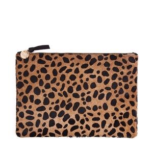 NEW Clare V Leopard Print Calfhair Clutch